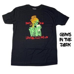 NEW 3XL LuLaRoe Rocker T Short Sleeve Top Skeleton Dead Glow Dark Black Shirt